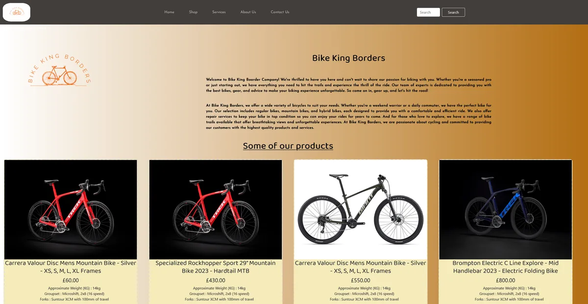 Bike King Borders website preview